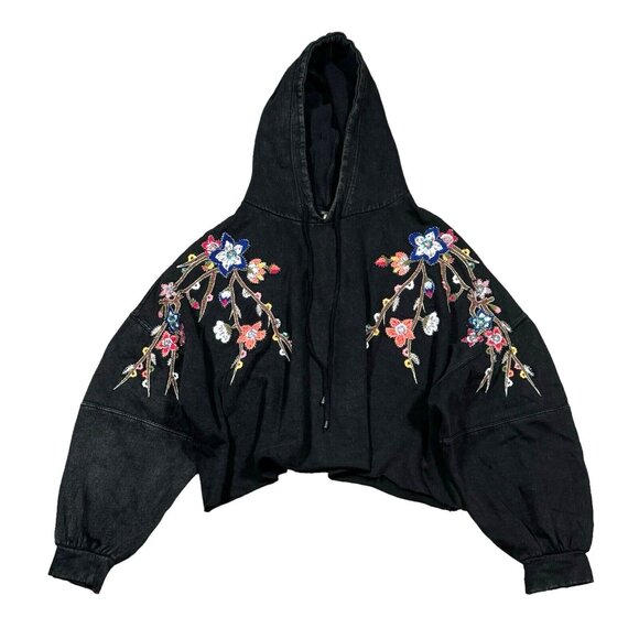 Free People Sz M/L She's a Lovely Cherry Blossoms Embellished Hoodie Pullover - Picture 1 of 10